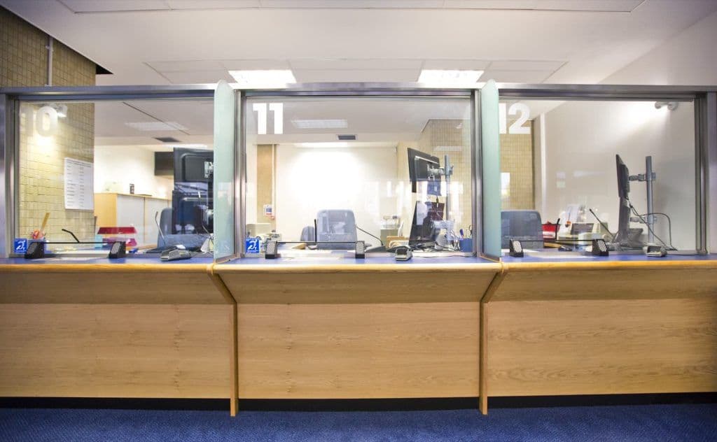 security office with glass protection
