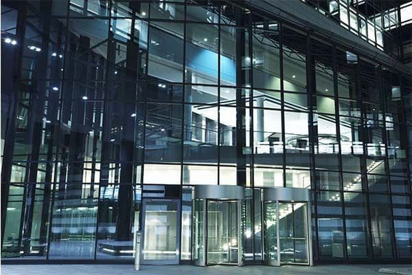 glass building automatic revolving doors