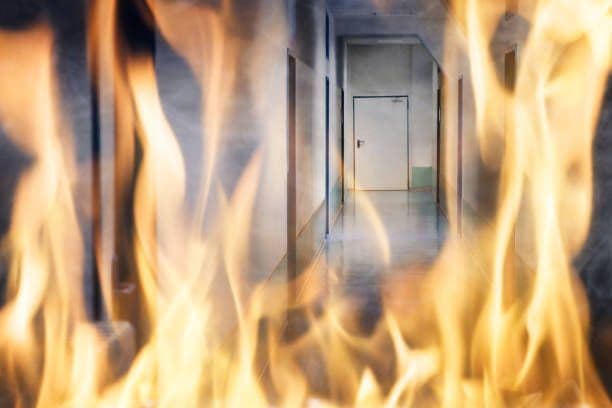 hot fire in a hallway